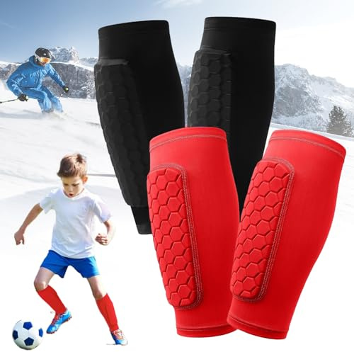 2 Paire de Protège Tibias de Football, Protege Tibia Foot Enfant, Manchon de Protection des Mollets, Ski Shin Guards, Protège Tibia Foot Enfant, Football Shin Guards, Protection Tibia Ski pour Enfants
