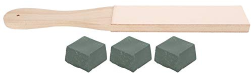Qcwwy Afilador de Cuchillos, Herramienta de Paleta de Cuero de Doble Cara con Compuesto de Pulido de 277Mm para Cuchillos y Herramientas de Tallado