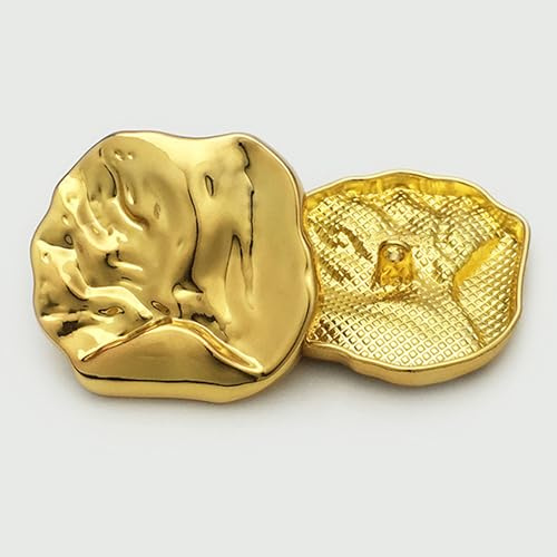 XCSJ Unregelmäßig Knöpfe Groß, 36mm, 8 Pcs, Gold Metall Vintage Dekorative Brosche Knöpf Große Goldene knöpfe zum Annähen für Mantel, Blazer, Hemd, Jacke, Uniform, Diy(Gold, 36mm)