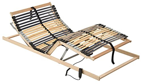 Holamys Lattenrost Elektrisch 70x200 cm mit 42 Birkenholzlatten, 7 Zonen, Verstellbarer Kopf- & Fußteil, Motor, Leise, Langlebig