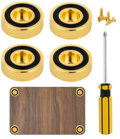 4pcs Brass Cutting Board Feet, 1.18in/3cm Anti Slip Cutting Board Stabilizer Pad Feet Legs with Silicone Rubber and Screws Kit for Chopping Blocks Countertop Protection