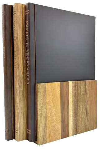 Chopping Board That Looks Like Books, 3 Piece - Decorative Kitchen Book-Shaped Chopping Boards with Stand, Multi-Purpose Countertop Display & Food Prep Accessories for Small Kitchens