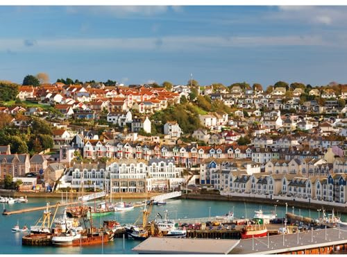 HUADADA Jigsaw Puzzles for Adults 1000 Pieces Scenery puzzles for Adults Brixham Fishing Harbour | 70x50cm | Premium Eco-Friendly Matte Print | 1:1 Reference Poster | Eye-Friendly