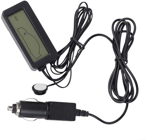 Thermomètre de voiture numérique LCD 12 V avec fil de capteur de 1,5 m, jauge de température intérieure et extérieure, écran rétroéclairé bleu pour surveillance intérieure de véhicule, plage Celsius