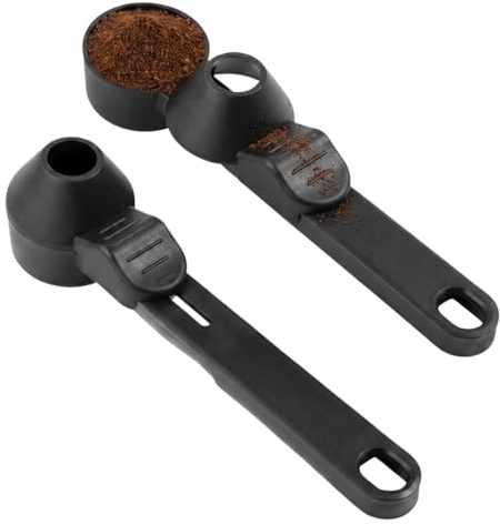 Merzio 2PCS Coffee Scoop with Funnel, Tablespoon Measuring Spoon for Refillable Pods, No Spill Powder Scoop for Protein Powder and Tea