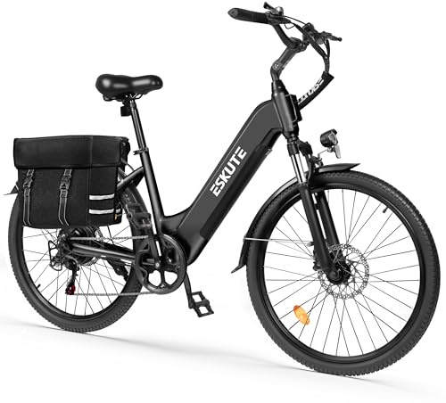 ESKUTE 26 Zoll E-Bike für Herren & Damen,C202 Elektrofahrrad mit 48V 17,5Ah Akku, 250W Motor, 7-Gang-Schaltung, LCD-Display, bis zu 110 km Reichweite, 25 km/h City Trekking E Bike für Erwachsene