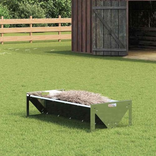 Stahl Futtertrog wetterfest 10 kg, 108x50x28 cm, für Nutztiere drinnen und draußen, robuste Konstruktion für Stall und Terrasse, einfache Reinigung