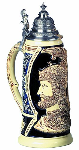 KING Jarra de cerveza alemana Marte el dios de la guerra y la batalla de Troya, jarra suntuosa, réplica 1870, jarra 2 litros, Limitaet 2003