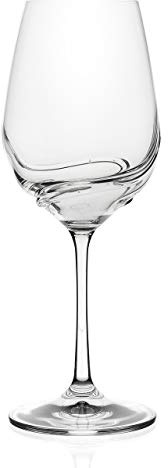 Bar Amigos Set of 6 - Turbulence Deluxe Bohemian Crystal Wine Glasses Decanting Special Unique Wave Shaped Design for Better Aeration 350ML / 12.3 Ounce Wine