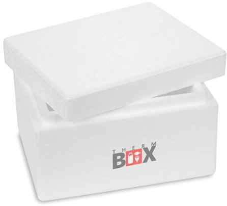 THERM-BOX Styroporbox 5W Innen: 25x19x12cm Wand 3cm Volumen 5,9L Isolierbox Thermobox Kühlbox Warmhaltebox Wiederverwendbar