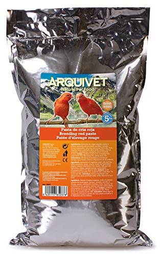 Arquivet Pasta de cría roja para pájaros 5 Kg - Sabor Neutro - Alimentación para Aves - Comida para Todo Tipo de pájaros y Especialmente de Plumaje Rojo