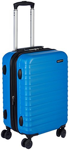 Amazon Basics Valigia da Cabina Rigida Espandibile, Trolley Bagaglio a Mano in ABS, con 4 Ruote Girevoli, 55 cm, Blu Chiaro