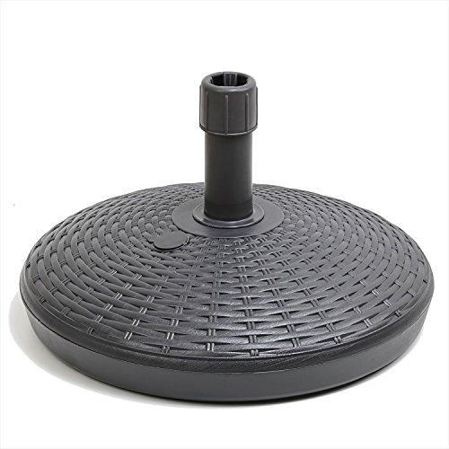 Mojawo XXL Schirmständer 30L für Standrohre Ø2,5cm - max. Ø5cm Sonnenschirmständer Gartenschirmständer Rattanoptik Anthrazit Ø 57cm x Höhe 40cm