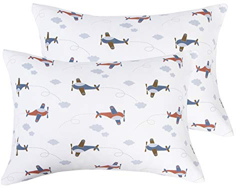 NTBAY Organic Cotton Toddler Pillowcases - Super Soft & Breathable Jersey Cotton Toddler Pillow Cases, 13”x18” Pillow Cases with Envelope Closure, Jet