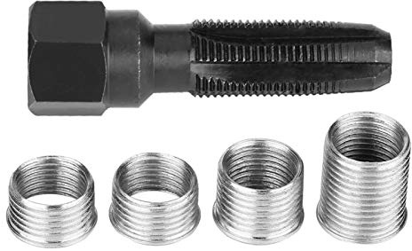 Strumenti per rubinetti per filettatura Rubinetto per inserti filettati per candele5 pezzi Strumenti per rubinetti per filettatura candele in acciaio al carbonio con inserti per candele da 14 mm
