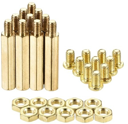 sourcing map 10 Sätze Abstandshalter Säulenschraubenmutter 27mm+6mm Kit | M4 Sechskant, Messing, Männlich Weiblich, PCB Motherboard