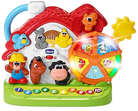 Chicco Fattoria parlante Giocattolo Musicale bilinguale Tedesco e Inglese, Giocattolo con Animali, Luce e rumori, 3 possibilità di Gioco, Giocattolo educativo elettronico, per Bambini da 1 a 4 Anni