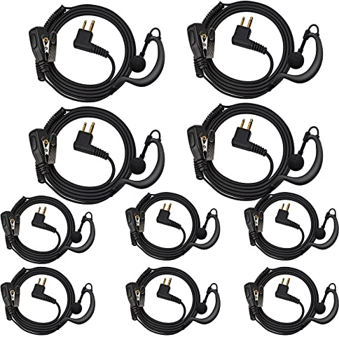 UAYESOK Lot de 10 écouteurs radio de sécurité à 2 broches avec micro PTT compatible avec Motorola CP040 DP1400 XT420 TX460 GP300 GP340 Hytera PD505 Midland G15 G18