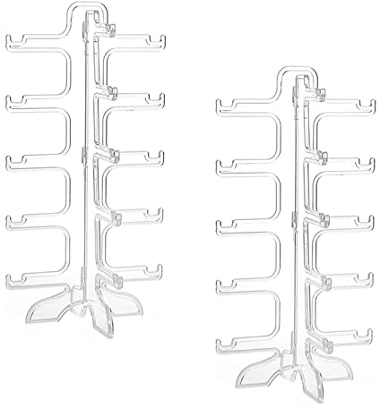 Boutihao 2 Pezzi Espositore per Occhiali, Espositore Occhiali 5 Paia, Espositore per Occhiali da Sole in Plastica, per la Visualizzazione o la Conservazione Degli Occhiali(Trasparente)