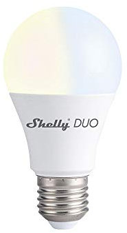 Shelly DUO E27 Lampadina LED Smart Wi-Fi a Controllo vocale, Compatibile con Alexa, Google Home, Android and iOS, Dimmerabile, 800lmn di intensità Luminosa, Attacco E27, Bianco