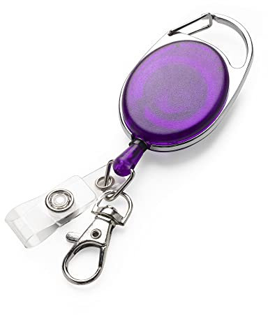 kwmobile Schlüssel Jojo mit Ausweis Clip - Schlüsselanhänger ausziehbar - Kartenhalter Karabiner Anhänger - Schlüsselband mit Karten Halter - Violett