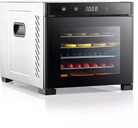 Essiccatore Per Alimenti a Scatti Di Frutta, Macchina Per Liofilizzare a 6 Vassoi In Acciaio Inox Con Timer Regolabile 30-90 C° Di Controllo Della Temperatura, Per Verdure, Carne, Peperoncino