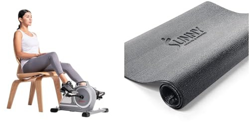 Sunny Health & Fitness Fahrrad für unter den Schreibtisch SF-B020026 + Ausrüstung Matte NO. 074-XS