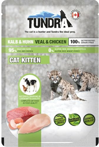 Tundra Katzenfutter Kitten Kalb & Huhn, Pouchbeutel 16 x 85 g