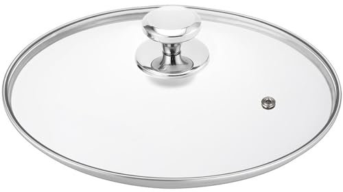 Glass Lid for 12 Inch Stainelss Steel Cast Iron Skillets Frying Pans, 30cm Tempered Lids for Dutch Ovens, 12 In Pan Cover with Stainless Steel Rim for Stock Pots, Dishwasher Safe