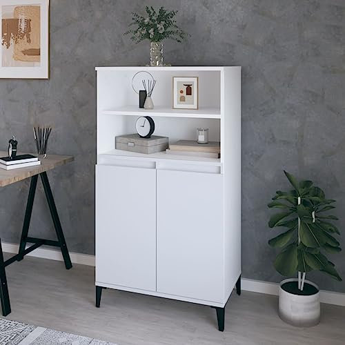 HETFTJN Highboard, Highboard Schuhschrank Schmal Kommode Besenschrank Geeignet für Entrance Office Badezimmer Dorm Weiß 60x36x110 cm Holzwerkstoff