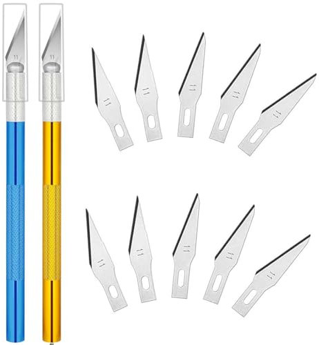 MWUMRCM Taglierino di Precisione, 2 Pz Cutter Di Precisione Taglierino Di Precisione, Con 20 Lame di Ricambio in Acciaio,Taglierinomini Cutter Bisturi per Pane per Hobby, Arte, Intaglio