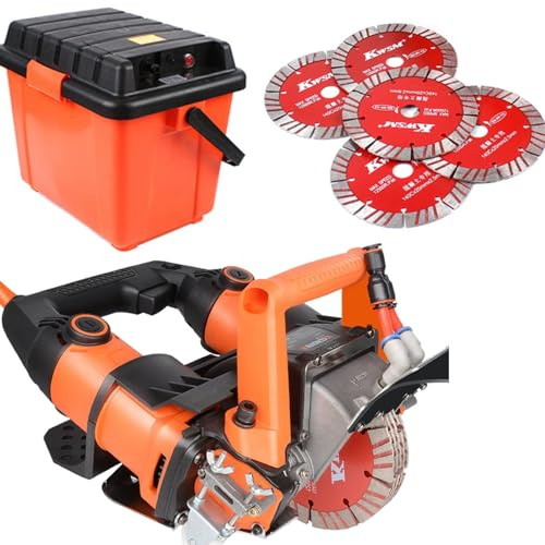 220V Electric Wall Chaser, Industrial Wall Groove Cutting Machine with The La-ser Guide, Wall Slotting Machine Dust-Free with Water Box, Depth,45mm, Width,72mm