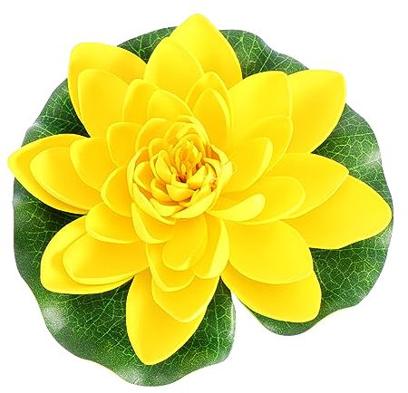 GOOHOCHY 6piezas Plantas De Lirio De Agua Artificiales Plástico para Decoración De Jardines Medianas y Amarillo