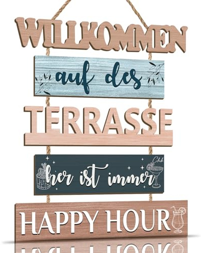 KAIRNE Willkommen schild,Willkommens Terrasse Schild,Willkommensschild Haustür Deko,Terrasse Wand Deko,Familien schild mit Spruch,Terrasse Deko Vintage für Bar Home,Einzugs Geschenke Wohnung