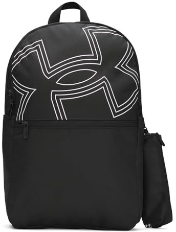 Under Armour Unisex Essential Printed Backpack, Zaino sportivo con tasca per laptop con cerniera, Zaino palestra e scuola versatile con astuccio rimovibile,Black/Black/White,OSFM