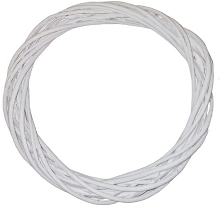 Ghirlanda Corona Anello bianca floreale di vimini rattan Creazione decorazione natale (30CM)