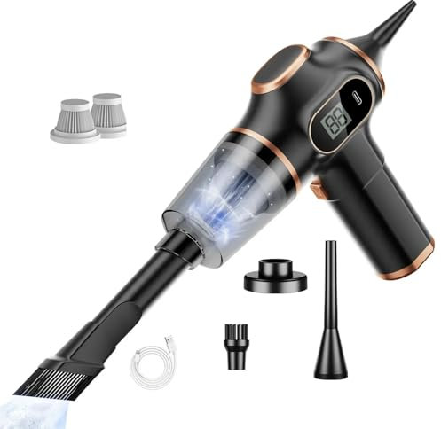 XFYESL Aspirapolvere per auto Aspirapolvere wireless 5 in 1 Aspirapolvere portatile per automobile Apparecchio montato su veicolo per auto portatile Mini Aspirapolvere(Black 2 Pcs Filter)