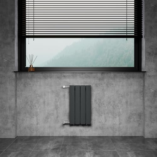WITEN&NOCK Badheizkörper 55x30cm mit Seitenanschluss Anthrazit Einlagig | Design Heizkörper Nabenabstand 500 mm, 195Watt Horizontal, Wandheizkörper für Badezimmer und Wohnzimmer,einfacher Austausch