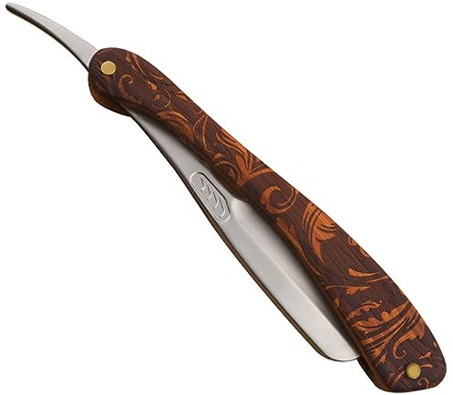 FRCOLOR Klappbarer Rasiermesserhalter aus Edelstahl und Holz Präzise Kontrolle Faltbar für Täglichen Gebrauch zu Hause oder Friseursalon