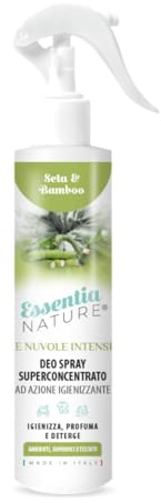 Le Nuvole di ESSENTIA, Profumo Igienizzante Spray Linea Intense | Seta e Bamboo | 250 ml (Confezione da 1) | Per Ambienti, Tessuti e Superfici con Essenze Naturali e Sali Quaternari di Ammonio