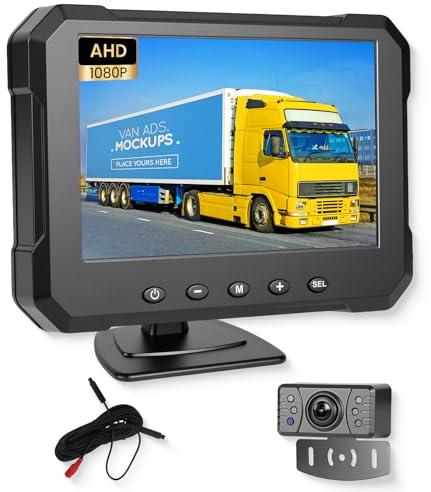 Hodozzy Kit Caméra de Recul 1080P avec écran IPS 5 Pouces, Caméra de Recul Etanche IP69, Signaux Stables, Vision Nocturne IR, pour Voiture/Camping-Car/Caravane
