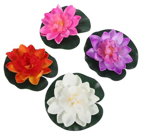 Hemobllo 4 Pezzi Fiori artificiali per piscine galleggianti Fiori di pesca da sposa fiori d'acqua per matrimoni piante d'acquario galleggianti fiore galleggiante panno di seta
