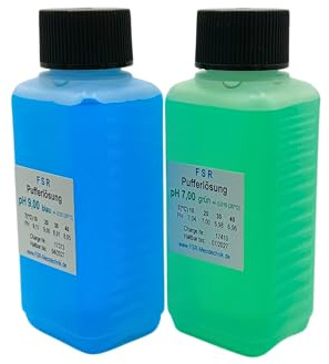 FSRTOP pH-Kalibrierlösungsset, pH 7,00 und 9,00 Pufferlösung, je 100 ml, für pH-Messgeräte, grün und blau