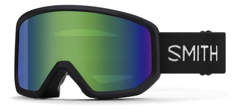 SMITH Transfer Snow Goggles – Performance Ski & Snowboard Goggles with Cylindrical Lens – For Men & Women – Black + Green Sol-X Mirror Lens