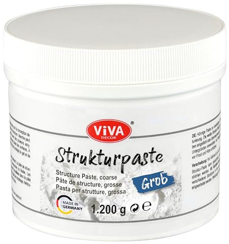 Viva Decor - Pasta strutturale grossa, 1200 g, bianca, opaca, granulosa a base d'acqua, per superfici in rilievo, per creativi e artisti, made in Germany