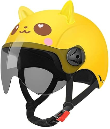 QJWMatic Casque De Moto pour Enfants, Léger, Ouvert, Demi-Casque, pour Garçons Et Filles, Casque 3/4, pour Cyclomoteurs Électriques, Scooters VTT avec Visière Homologué ECE D,45-58CM