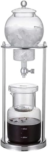 Cafetera fría con goteo, 600 ml, reutilizable, con válvula ajustable, soporte de acero inoxidable para hacer café helado, torre de preparación de café helado, café y té
