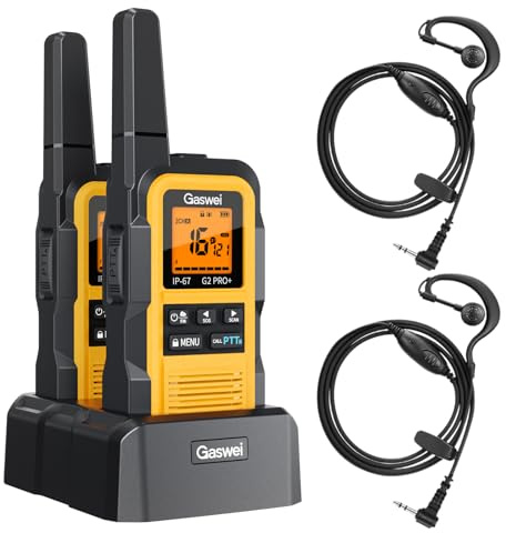 G2Pro Professionelle Walkie-Talkies für Erwachsene,Funkgerät Set mit Ohrhörern[IP67 wasserdicht & schwimmfähig] Funkgeräte mit großer Reichweite,Doppel-PTT,VOX, SOS-Alarm,FM-Radio