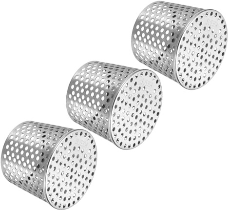 PATIKIL Gutter Guard Filter 4-3.3, 3 Pack 100 x 85 mm PVC Termination Cap Mesh Screen Vent Cover Stainless Steel Conical Exhaust Pipe Cover Guard Filter Strainer for Downspout Silver