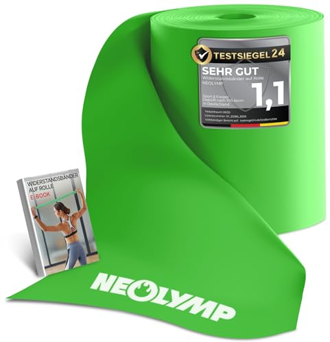 NEOLYMP Widerstandsbänder – Zuschneidbares Fitnessband auf Rolle (46 m) – 15 cm Breite – Elastische Resistance Band aus TPE für Physio, Reha, Pilates, Krafttraining & Home Workout